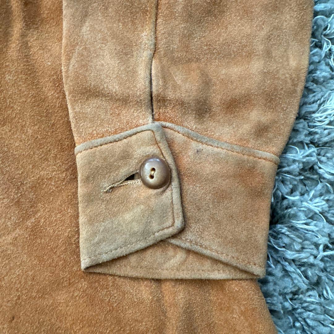 40s ヴィンテージ　レザーシャツ　スウェード　ベージュ　ベークライト
