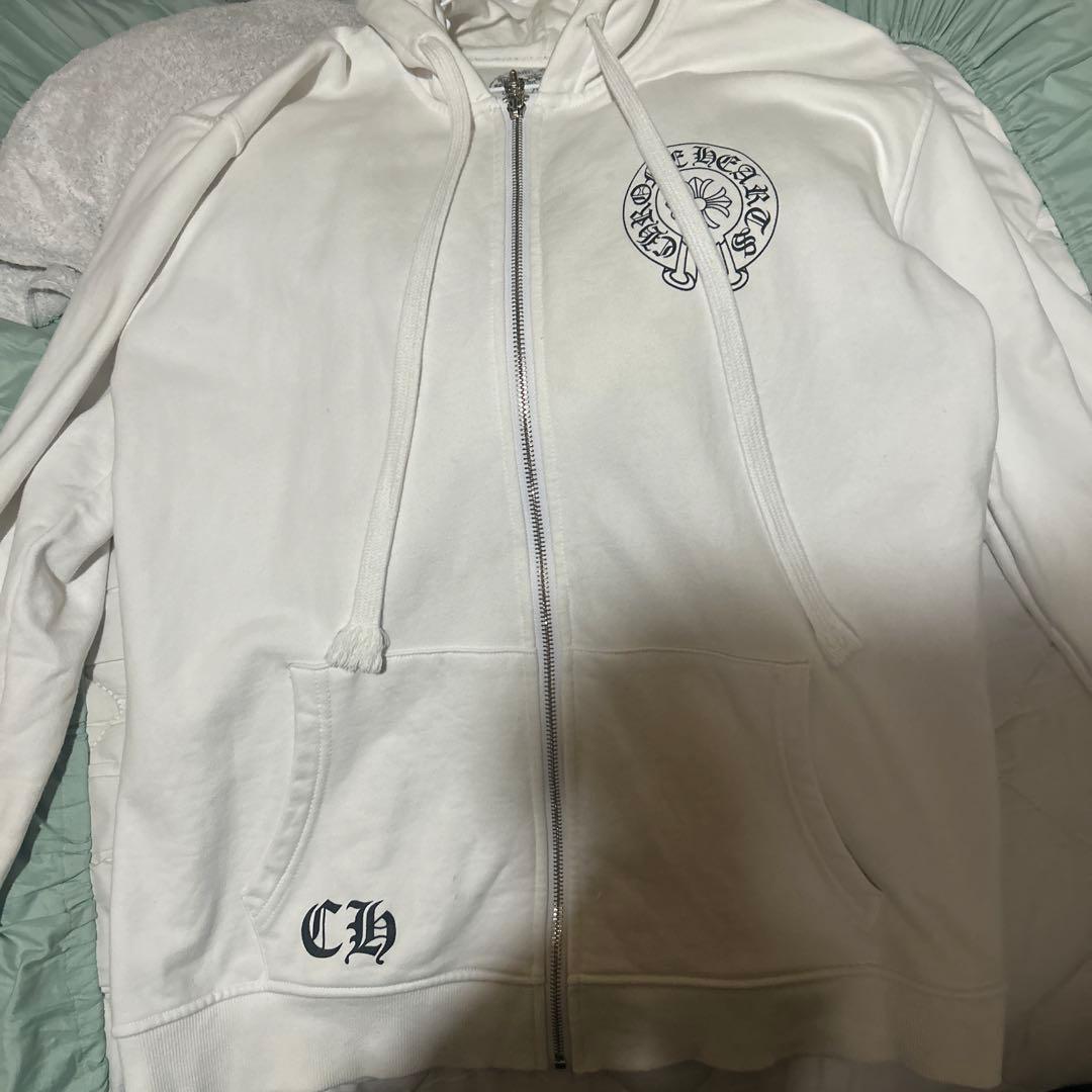 CHROME HEARTS ホワイト ジップアップパーカー 正規品