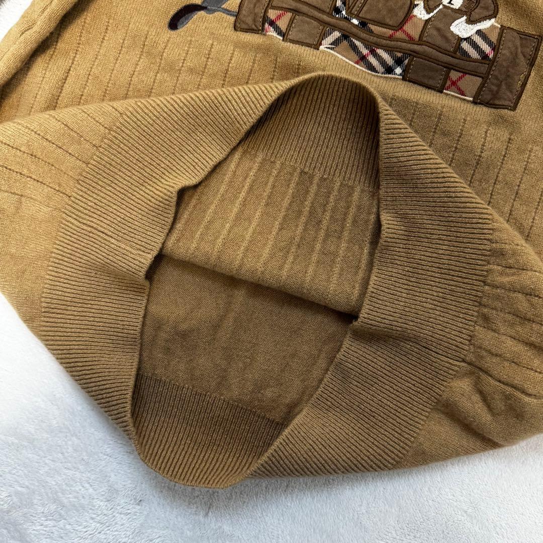 【美品】BURBERRYS ニット セーター 毛100% 犬刺繍　L ブラウン