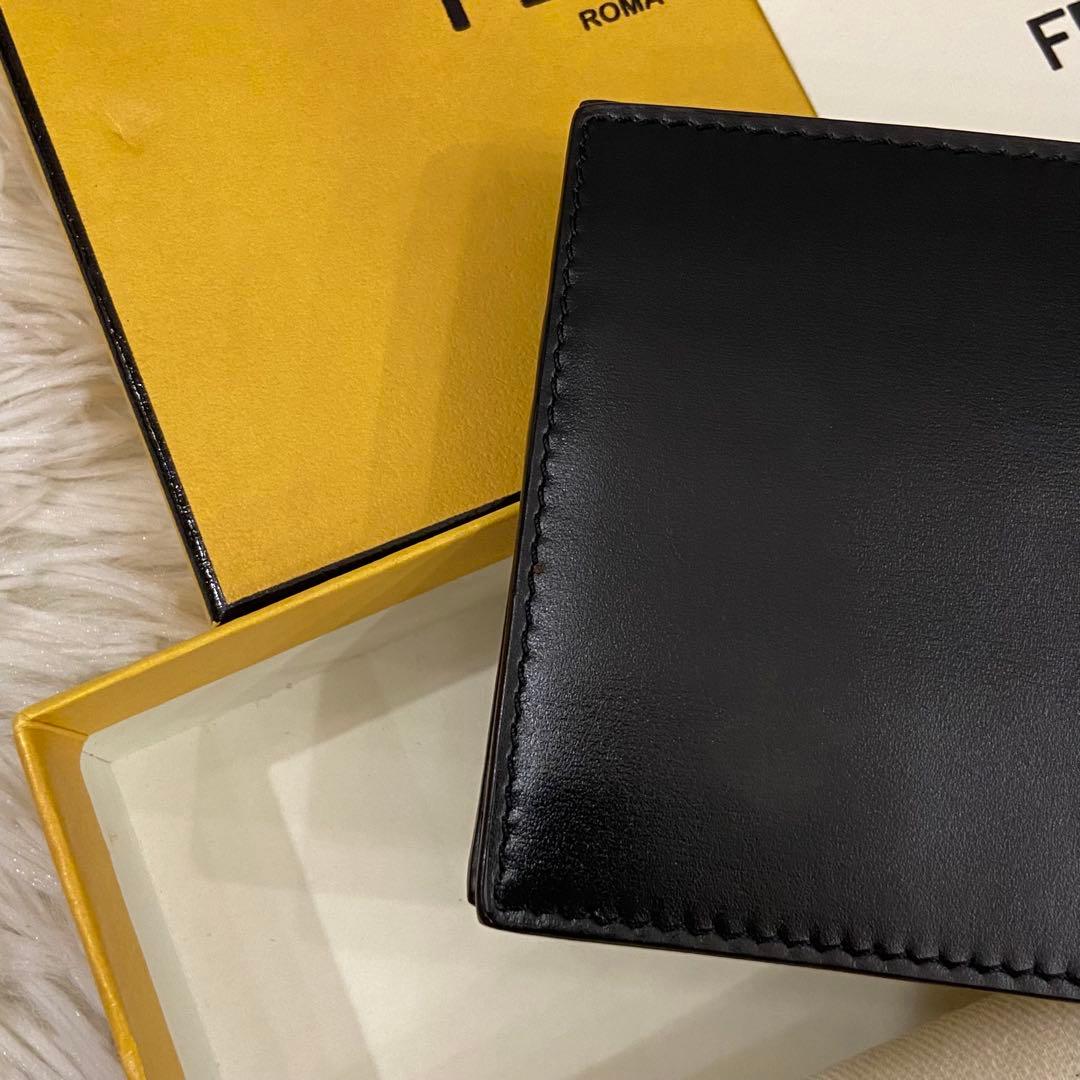 ⭐️未使用級⭐️　FENDI　FFロゴ　マネークリップ　折り財布　ブラック　レザー