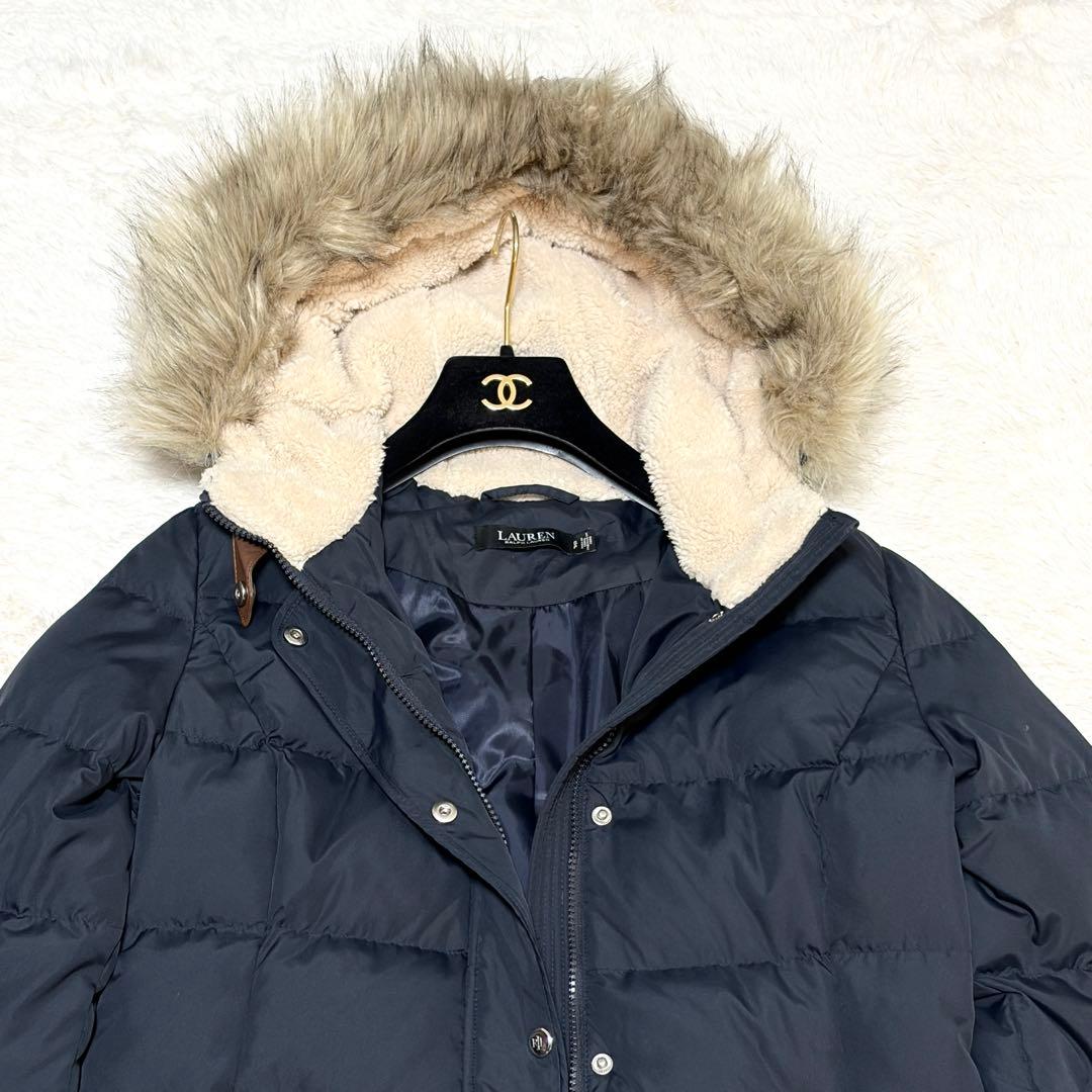 極美品✨ローレンラルフローレン ダウンコート ボア　ファー付 ネイビー S