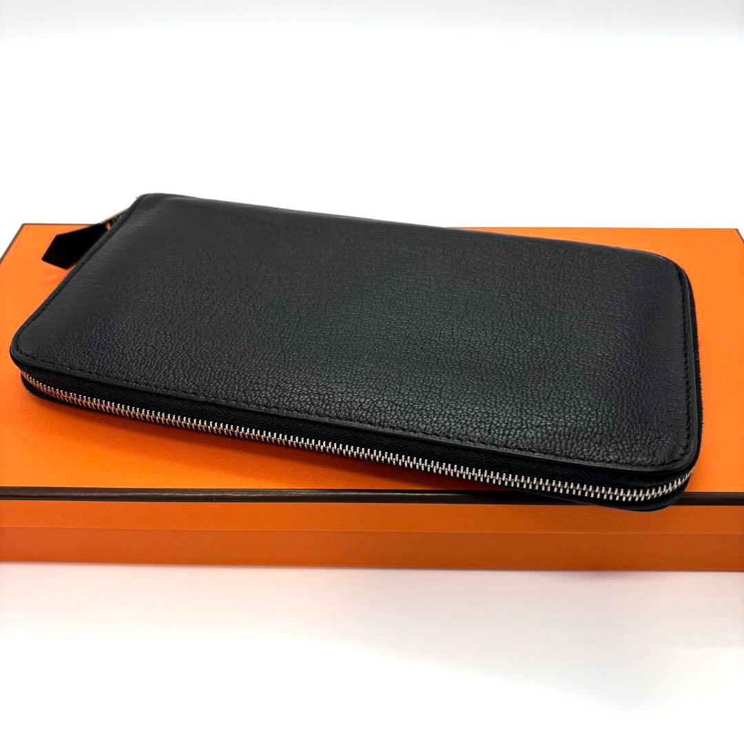 HERMES エルメス アザップロング 黒 オールレザー ブラック　長財布