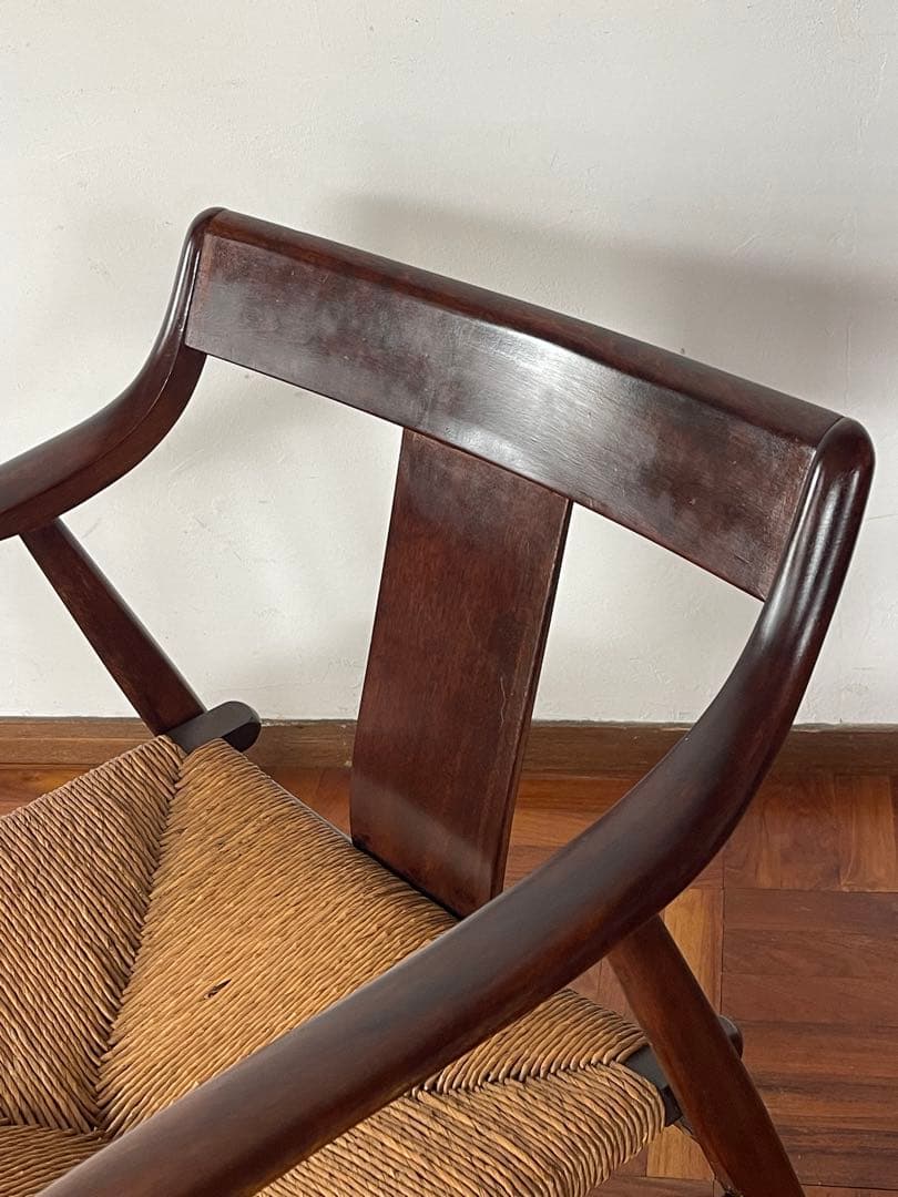 松本民芸 家具 77型 曲肘 ラッシ アーム チェア 2