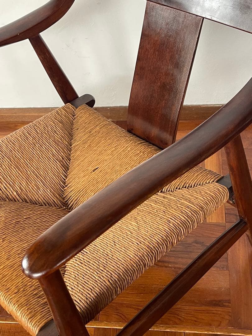 松本民芸 家具 77型 曲肘 ラッシ アーム チェア 2