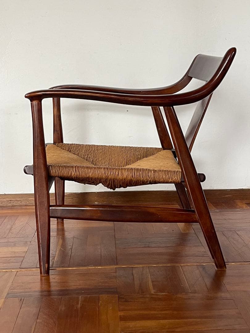 松本民芸 家具 77型 曲肘 ラッシ アーム チェア 2