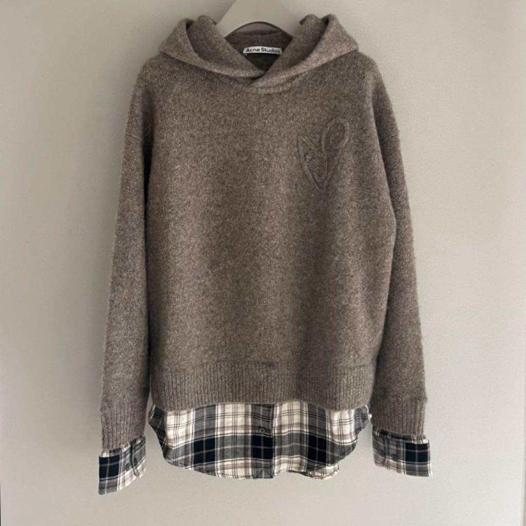 Acne Studiosレイヤードウールフーディ　ニットセーター