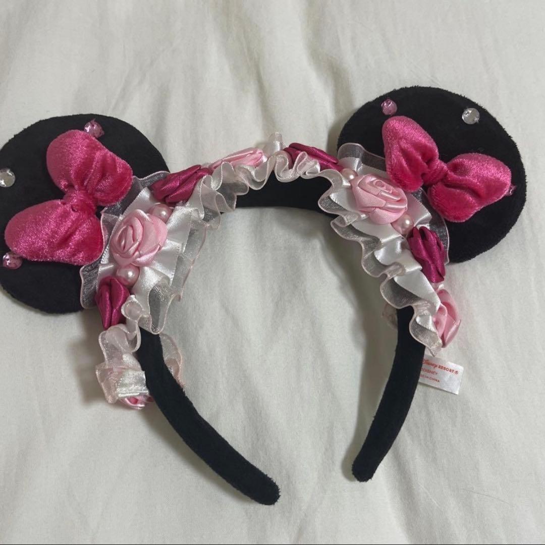 ディズニー ミニー カチューシャ 薔薇 ピンク
