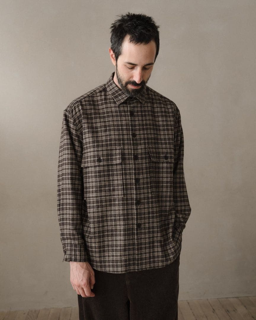 トップス evan kinori Big Shirt Irish Wool Flannel