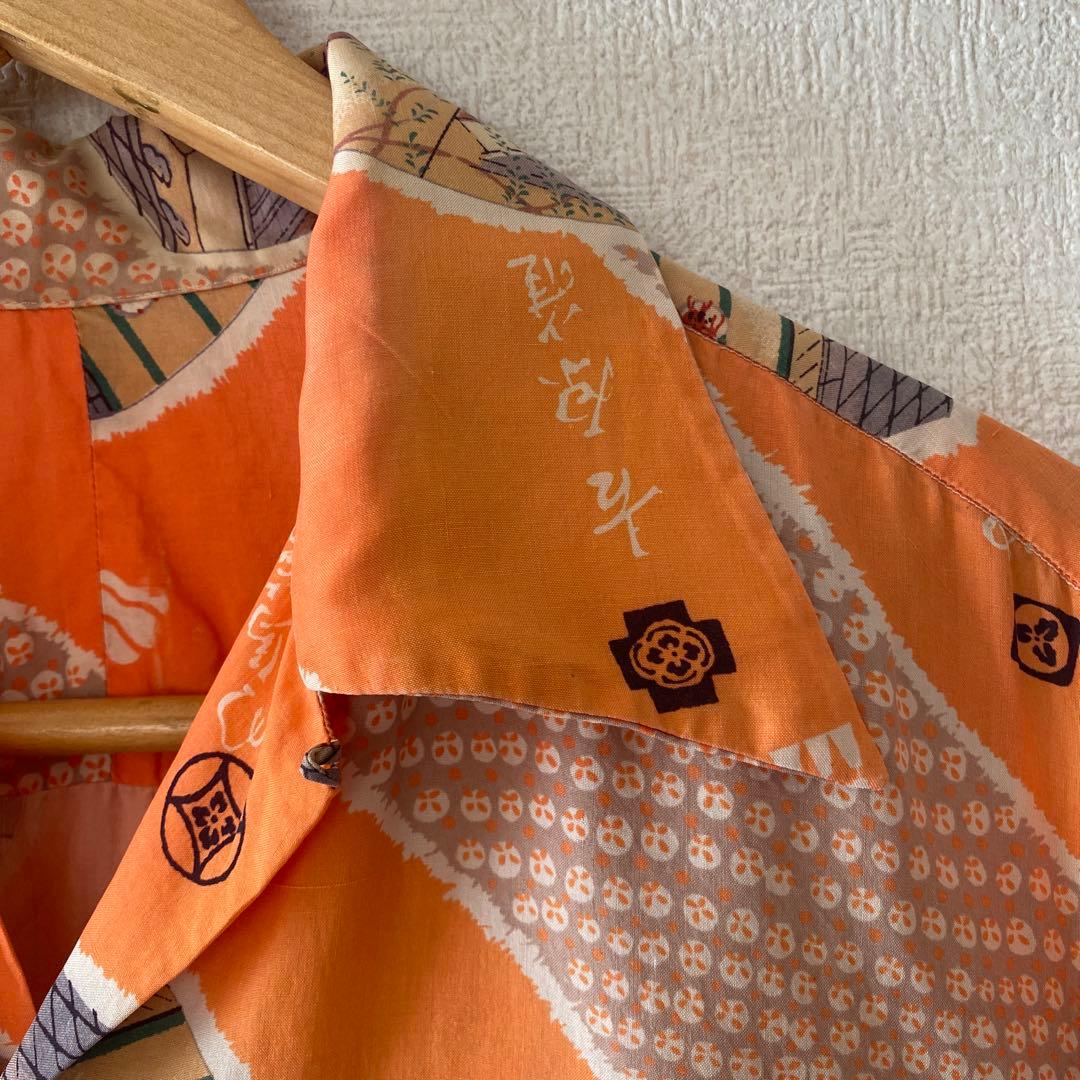 40's ビンテージ ロングスリーブ ハワイアンシャツ 和柄