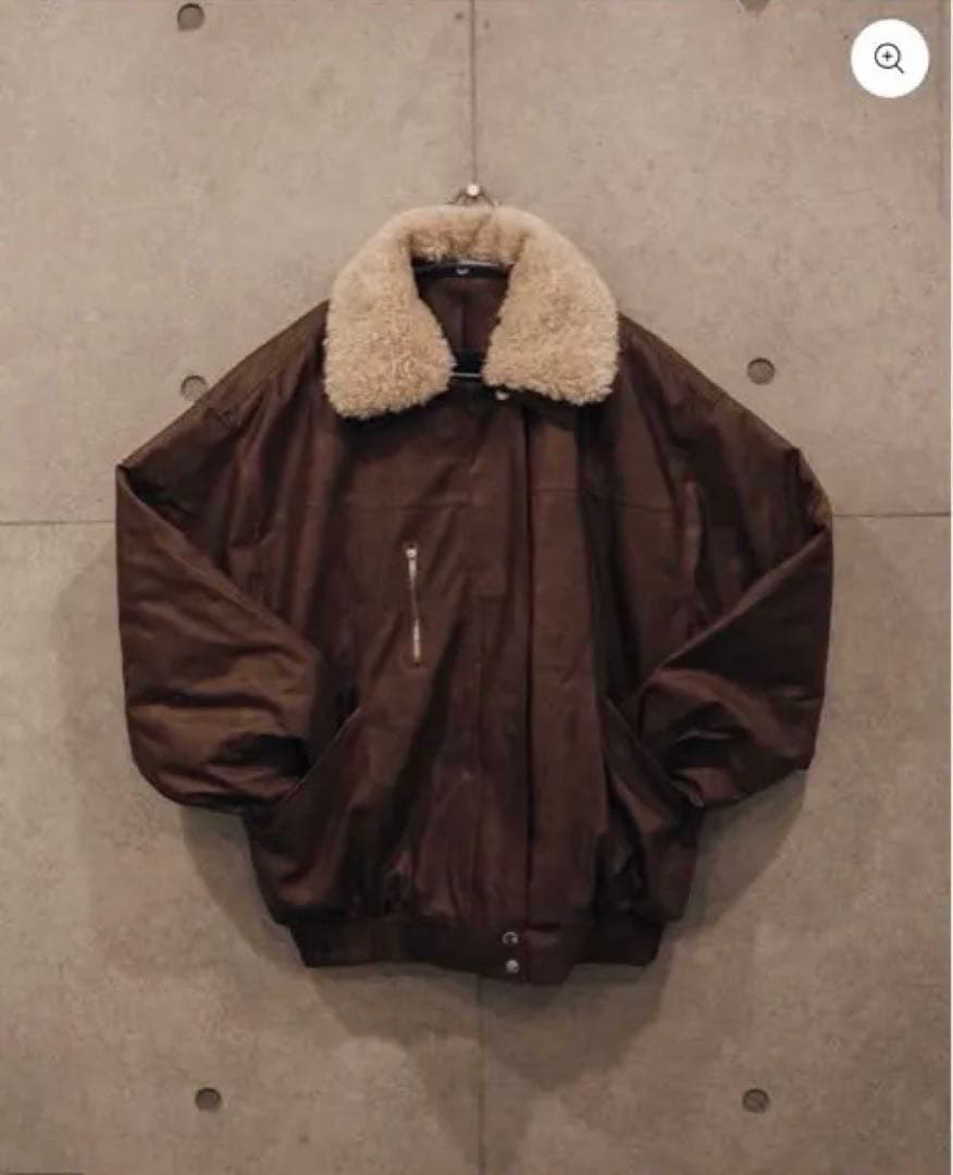 ボア襟ブラウンレザージャケット