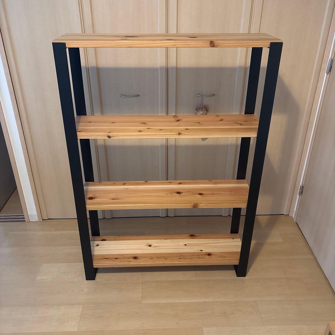 KANADEMONO シェルフ 無垢 杉 Black Steel