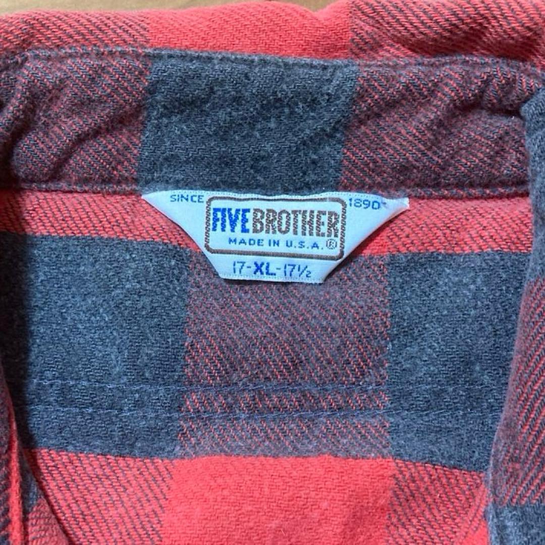 N*b様 80年代USA製 FIVE BROTHER バッファローチェックネルシ