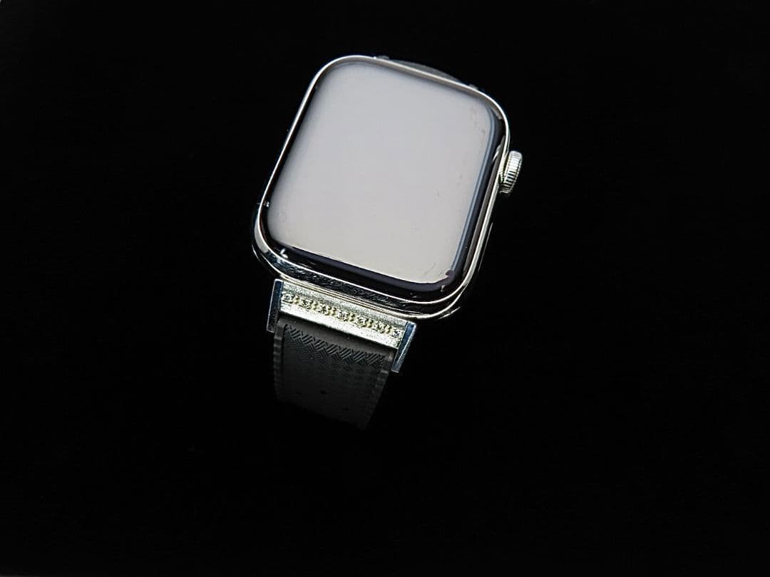 AppleWatch専用ダイアモンド&シルバー925製チャーム&ラバーバンド(黒