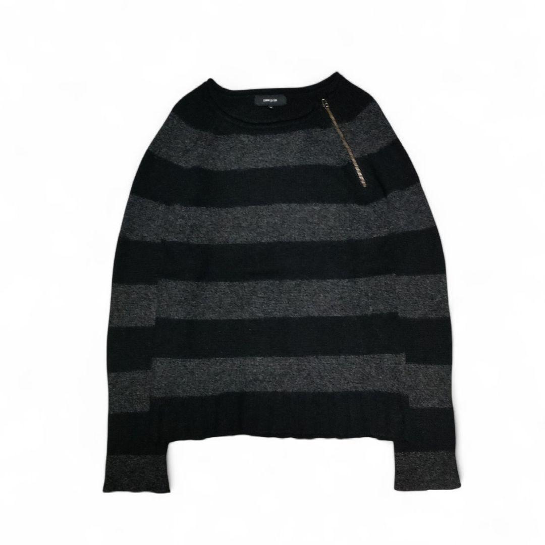 トップス 00s archive punk grunge border knit y2k