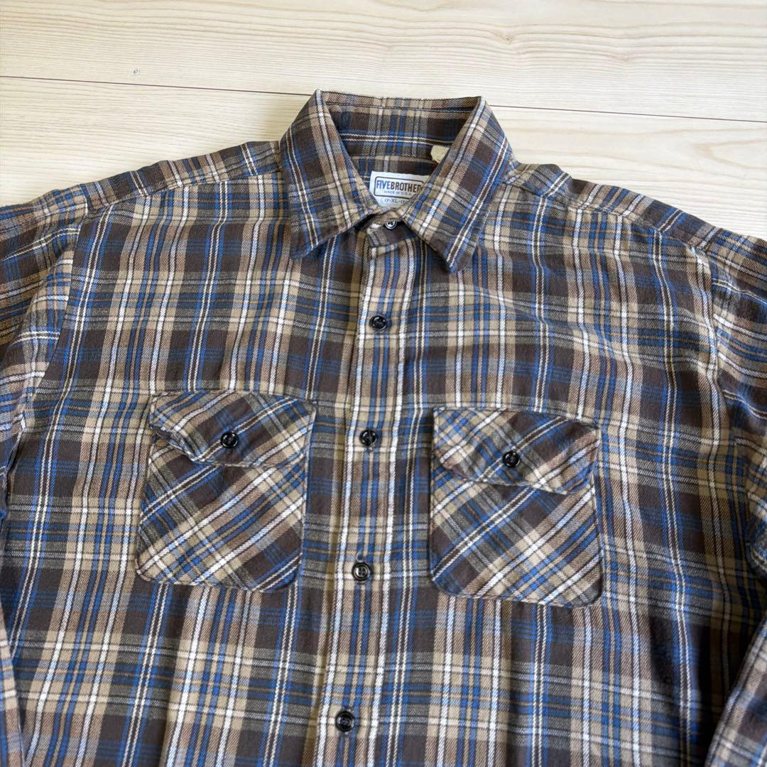 ノ*リ様 70s FIVE brother ネルシャツ　ヴィンテージ コットン