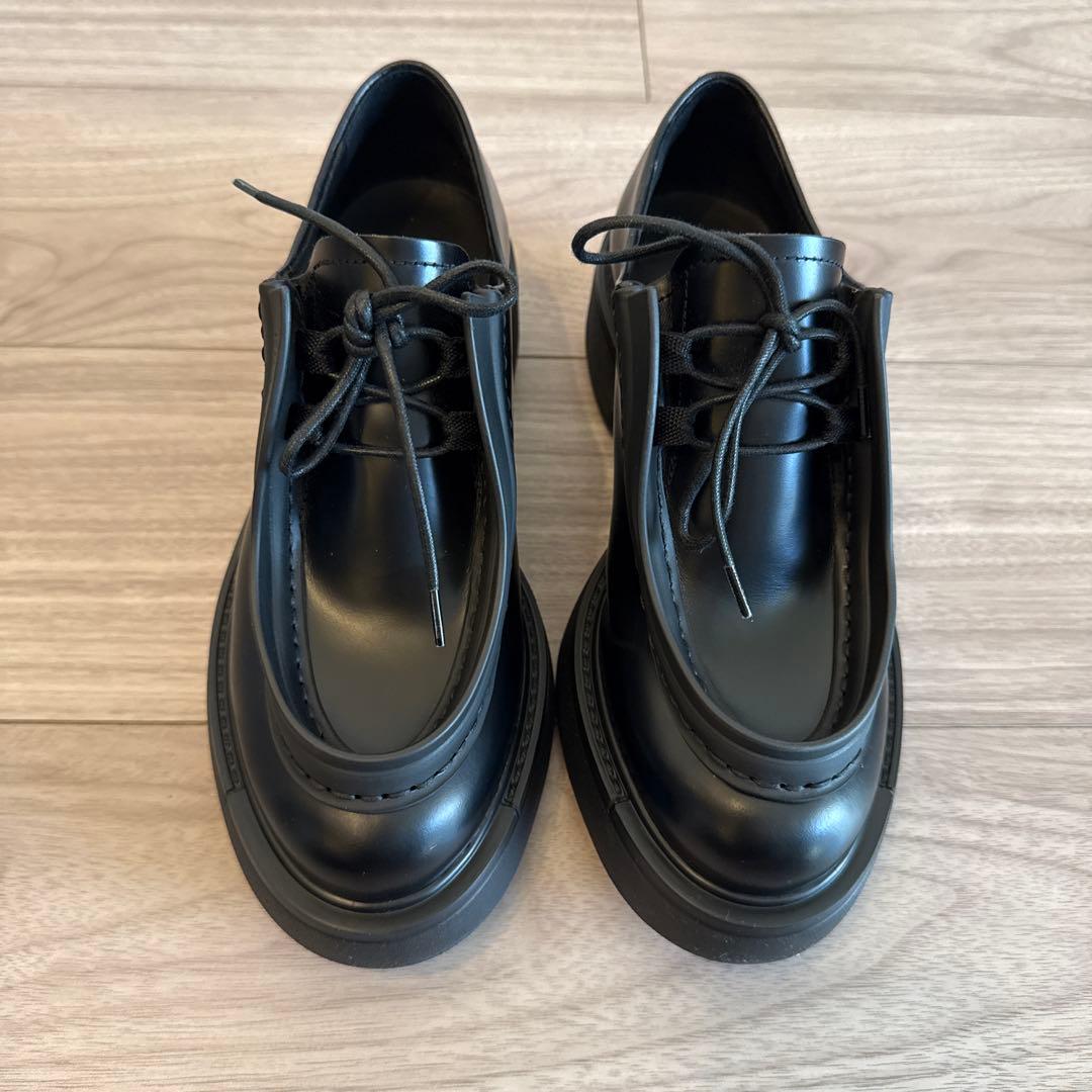 PRADA 23AW レディース 36 ダイアパソン レザーシューズ ブラック