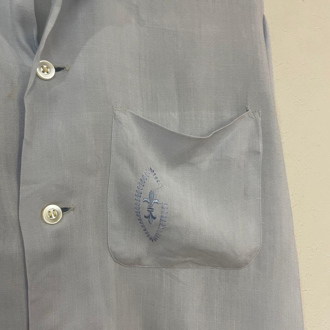 ビンテージ　50s　marlboro　オープンカラー　レーヨン　刺繍　長袖シャツ