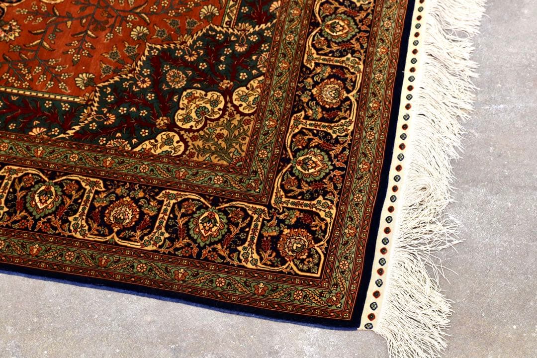 GMIK404○最高級 ペルシャ絨毯 ラグ カーペット シルク 手織り 中東