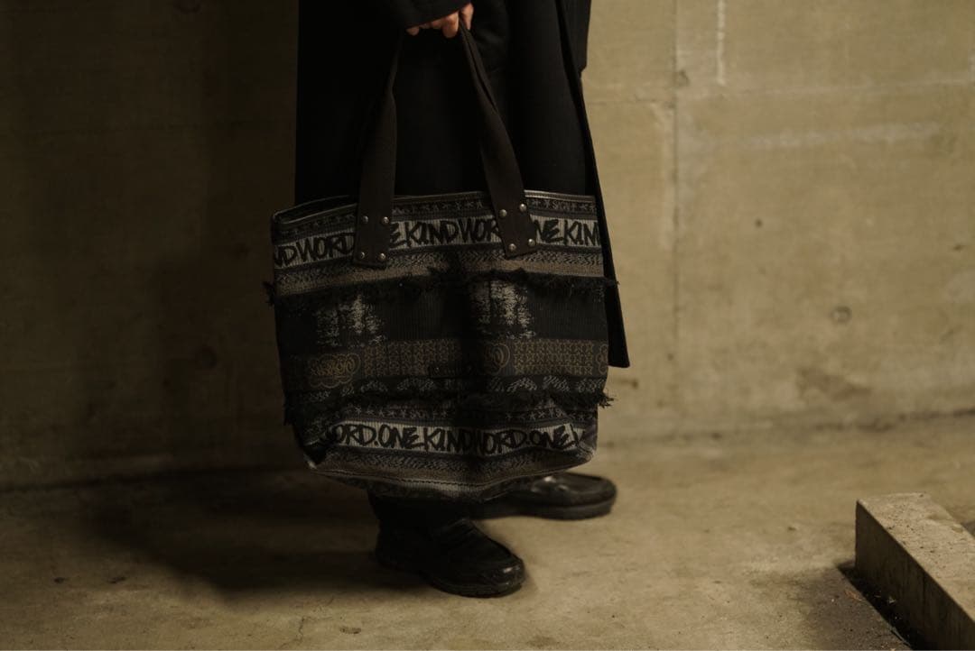 23ss sacai × haze レザー切り替え ジャガード トートバッグ