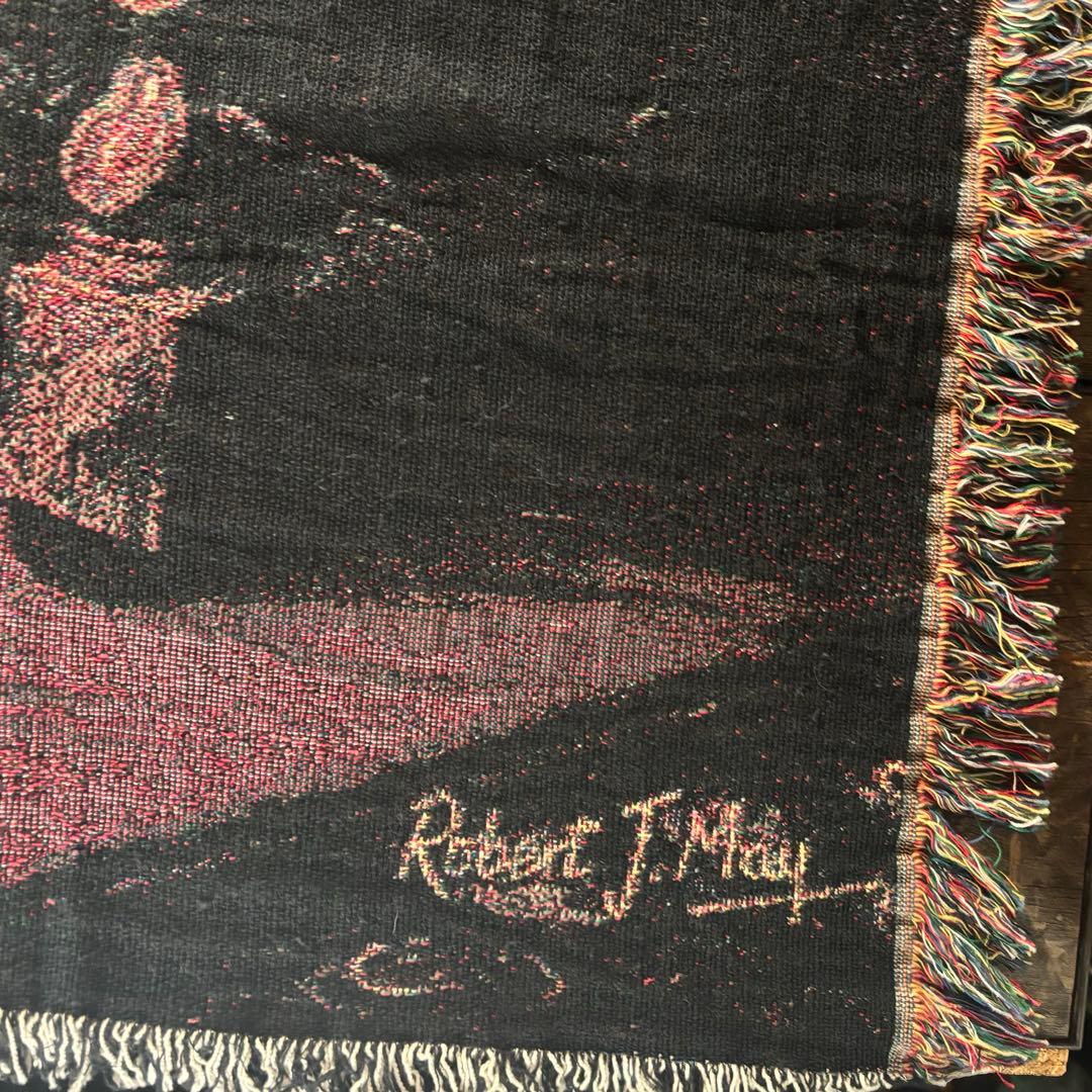 超大判　犬柄　USA製　ラグ　マット　フリンジ付き　170×130 キャバリア.