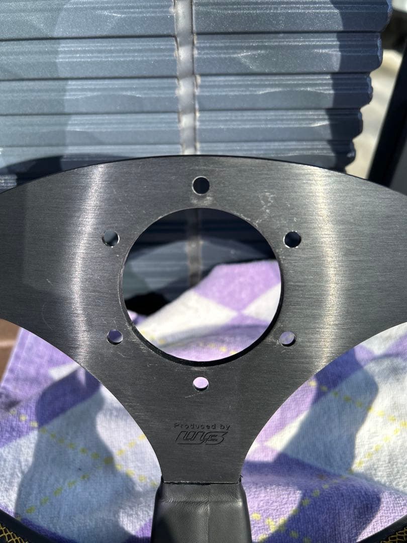 ワークスベル　ステアリング（350Φ）　WB　ハンドル　レザー　黄色ステッチ