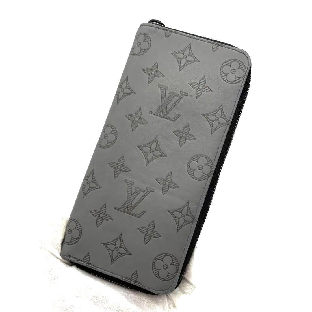 【新型】 ルイヴィトン モノグラム シャドウ ヴェルティカル グレー 長財布