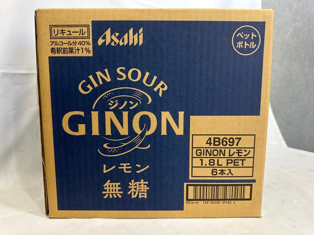 猫様　2箱アサヒGINON ジノン 無糖 レモン 1.8Lペット×12本入り