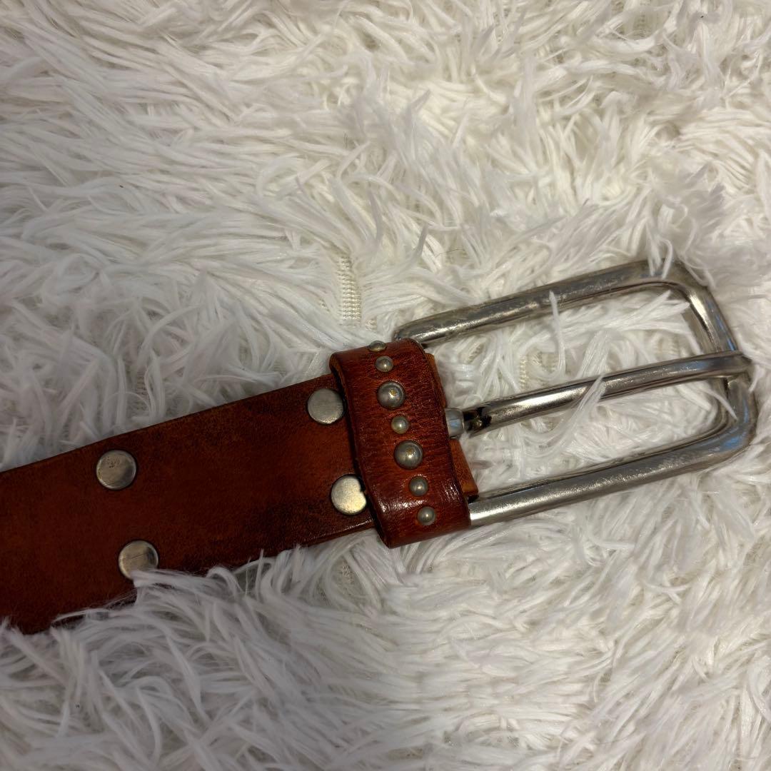 スタッズベルト ビンテージ　本革　レザー　ブラウン