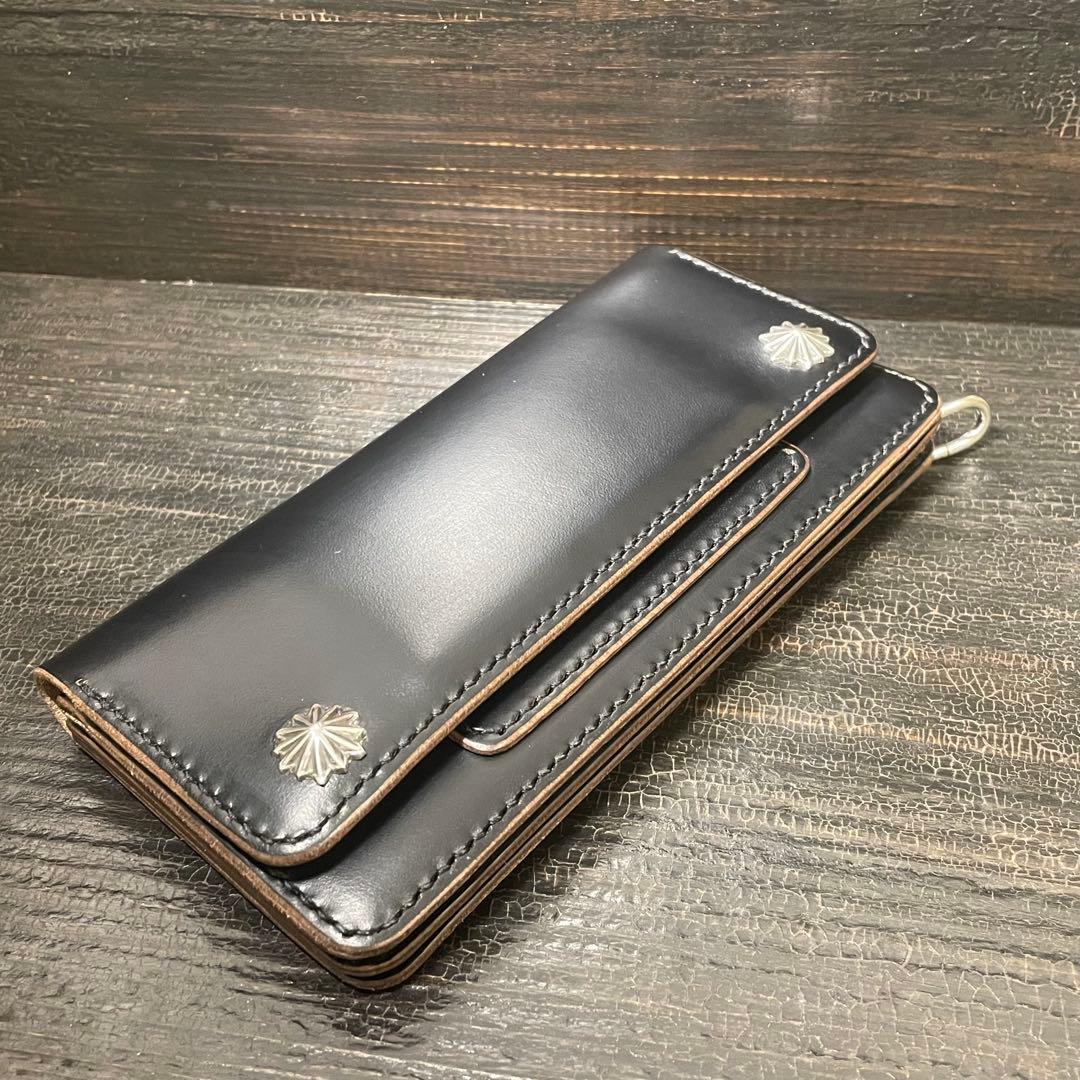 HORWEENクロムエクセル　セミロングトラッカーウォレット3層コンチョカスタム