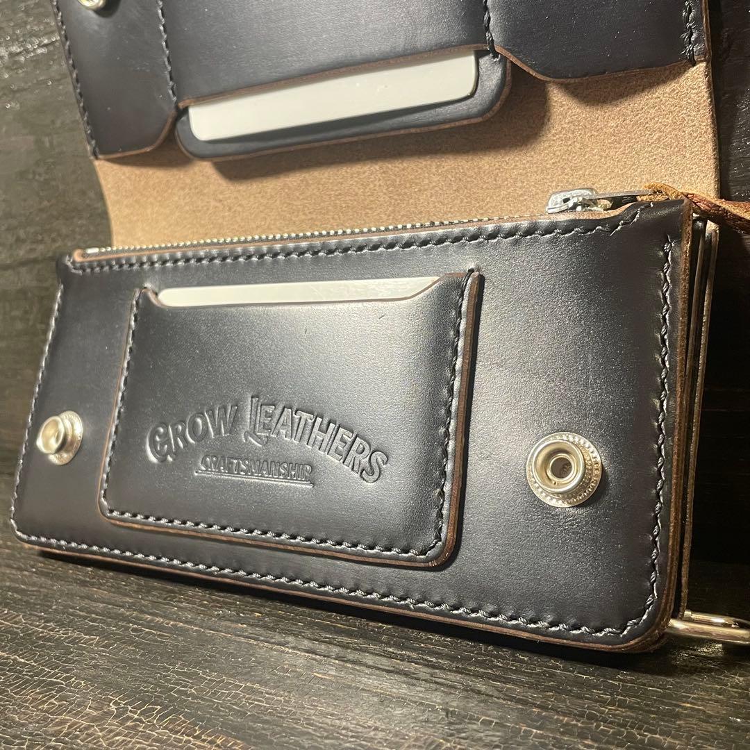 HORWEENクロムエクセル　セミロングトラッカーウォレット3層コンチョカスタム