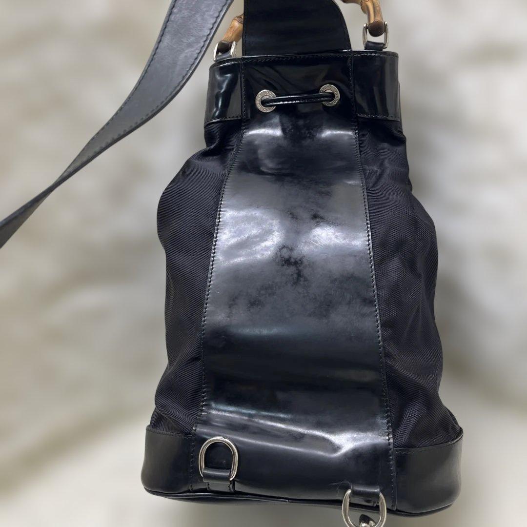 美品 GUCCI バンブー 巾着 2way ワンショルダー ナイロン グッチ