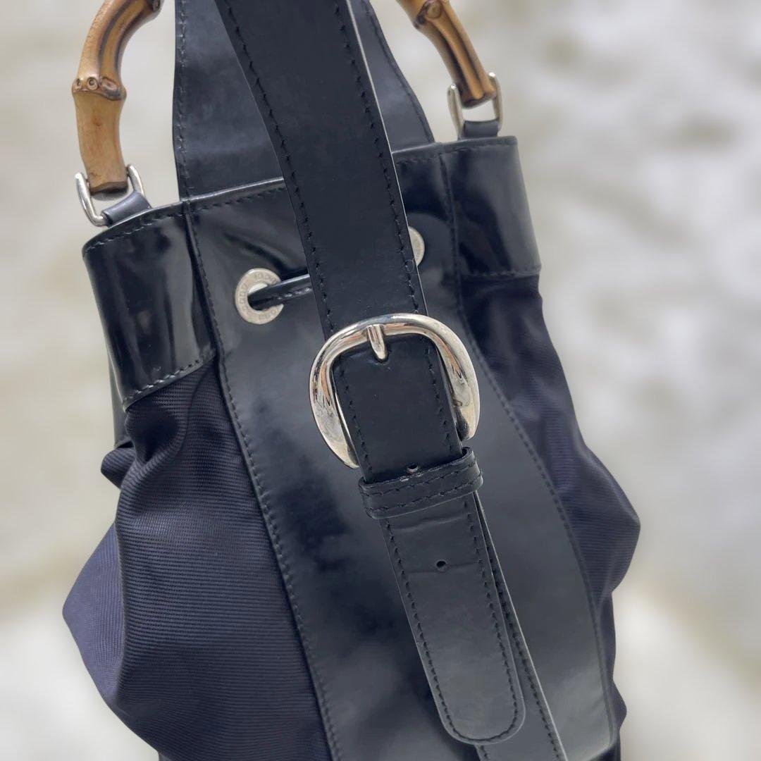 美品 GUCCI バンブー 巾着 2way ワンショルダー ナイロン グッチ