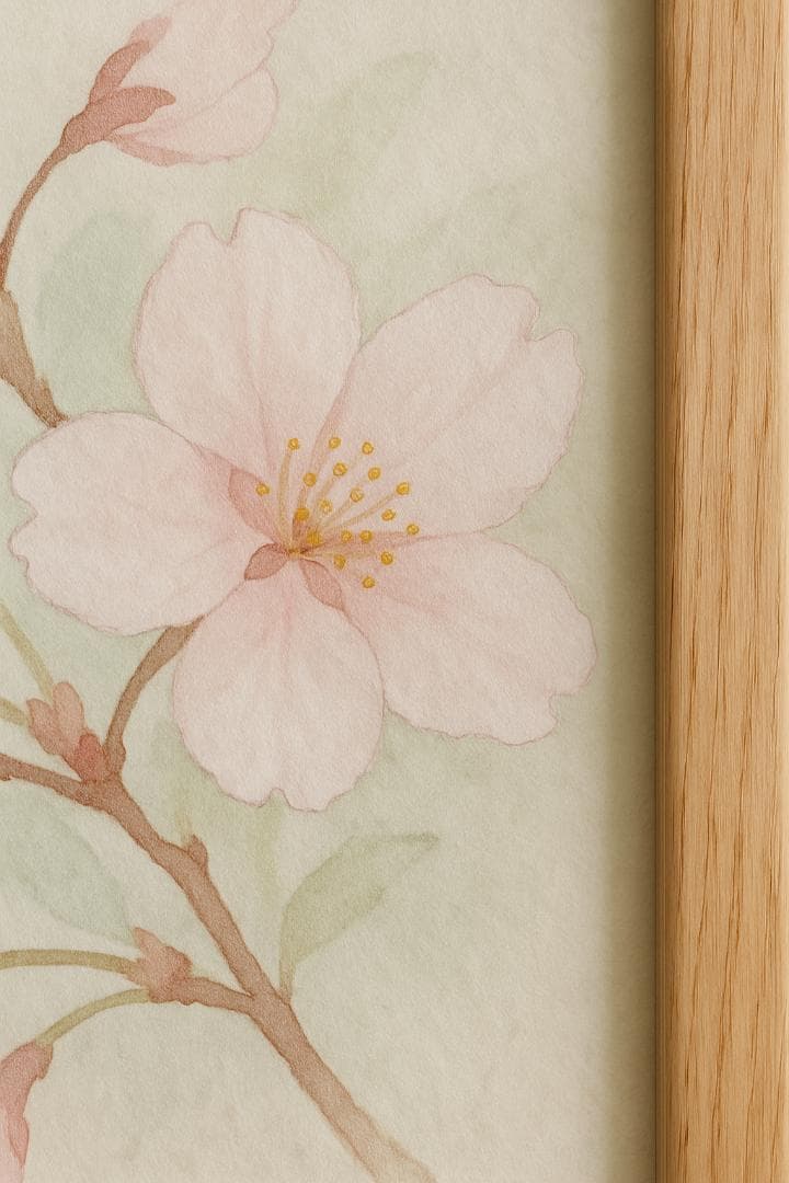 原画】桜の水彩画 額縁付き ナチュラルアート 和紙使用 一点物