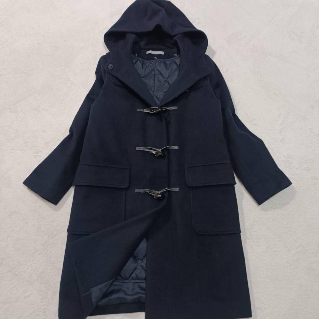 【美品】セオリーリュクス 毛100% ダッフルコート ネイビー ダウンライナー付