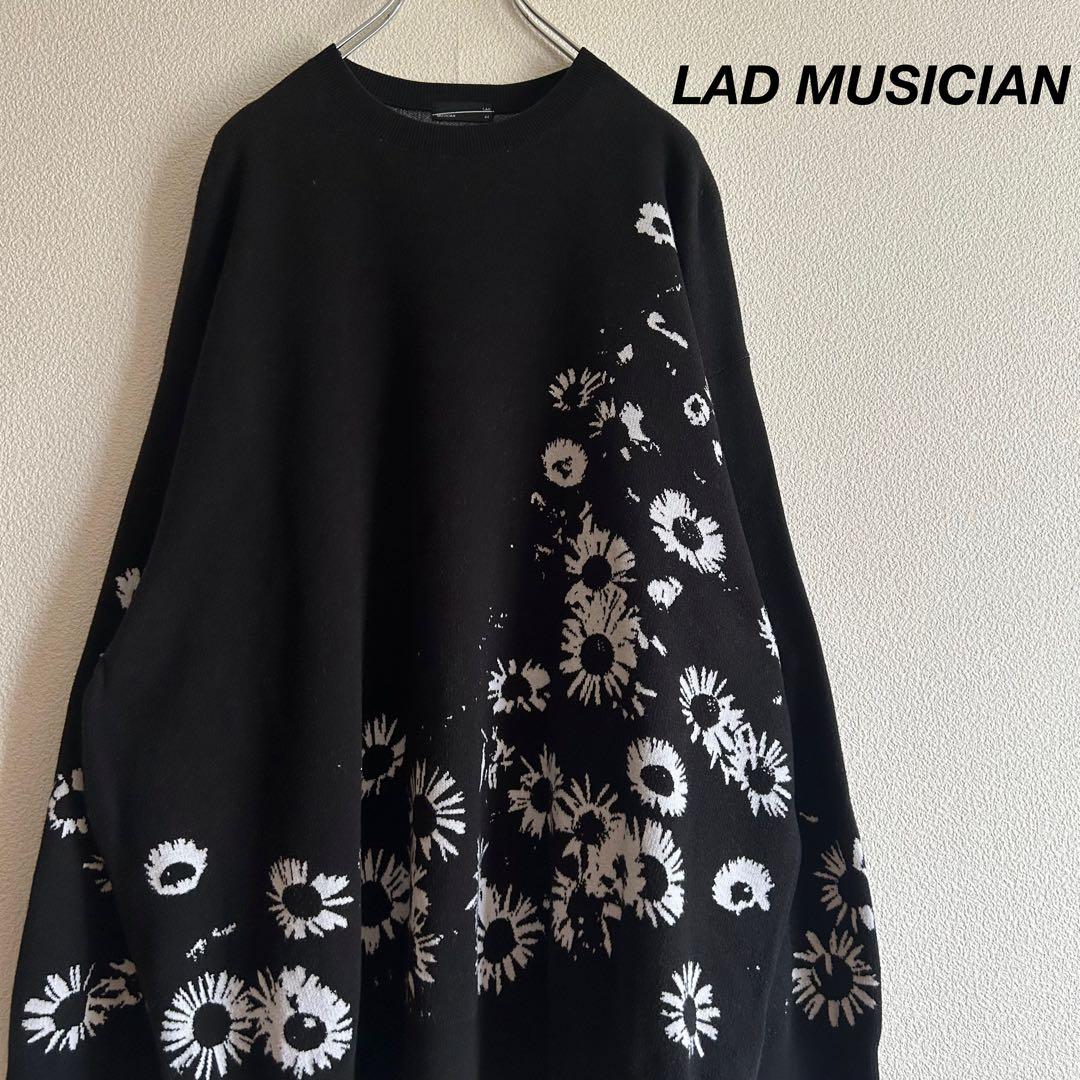 LAD MUSICIAN ラッドミュージシャン ニット 花柄 コットン 黒