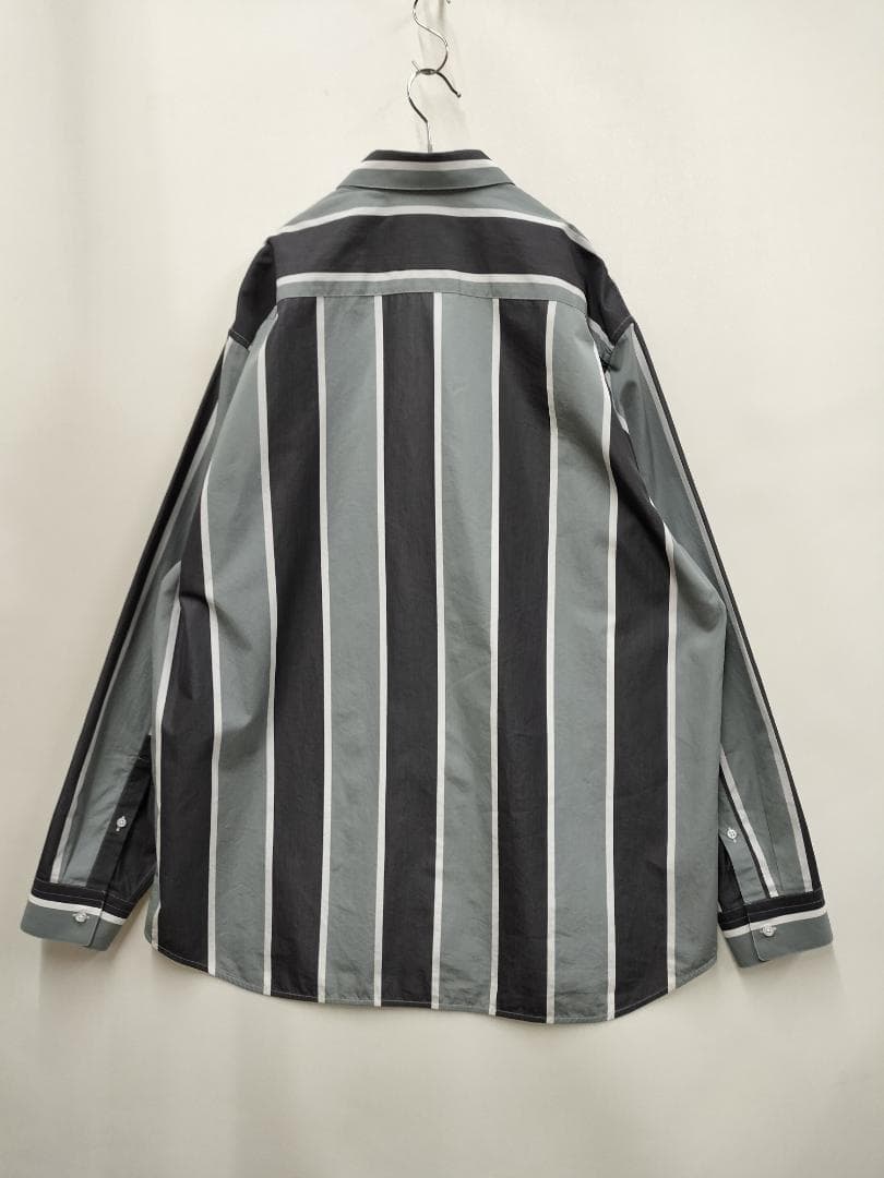 ジルサンダー/ストライプオーバーサイズドシャツ/光沢滑らか素材/ビッグシルエット