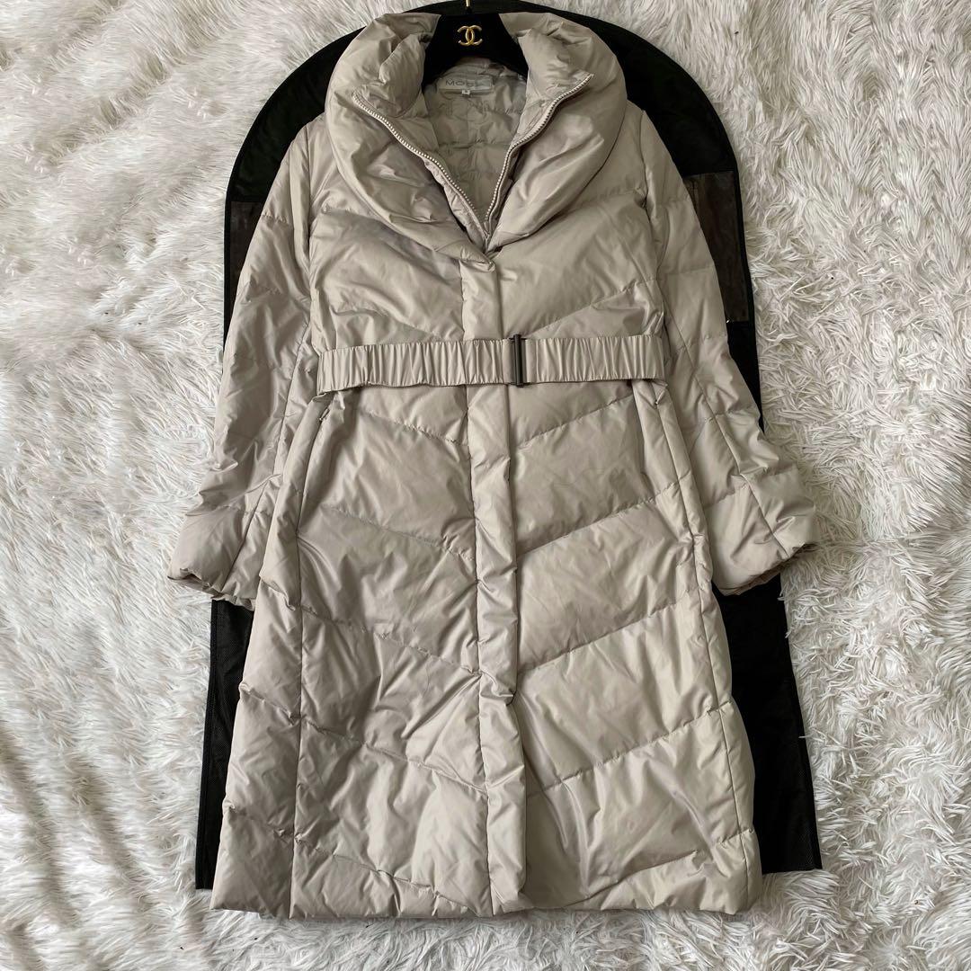 MOGA インナーダウン付き ショールカラーダウンコート Aライン ベルト付き