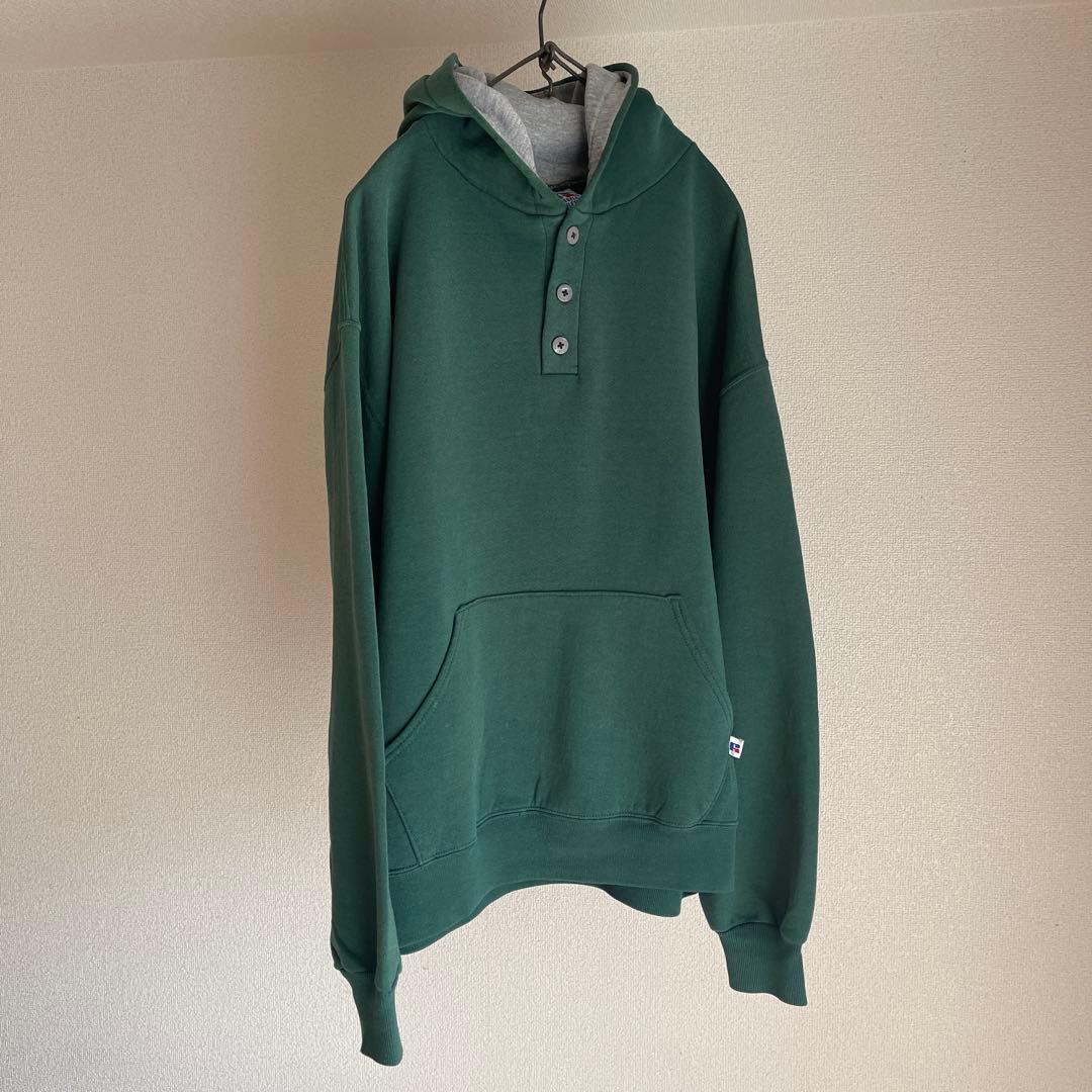 80's Russell ラッセル　ヘンリーネック　パーカー　グリーン　XL