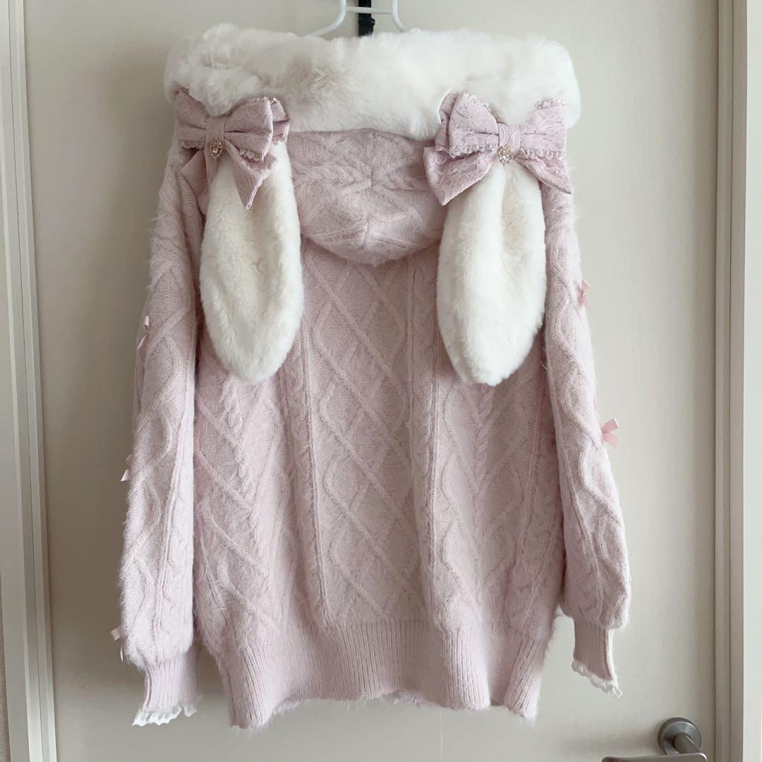 LIZLISA うさみみ コート　フェザー ニットパーカー