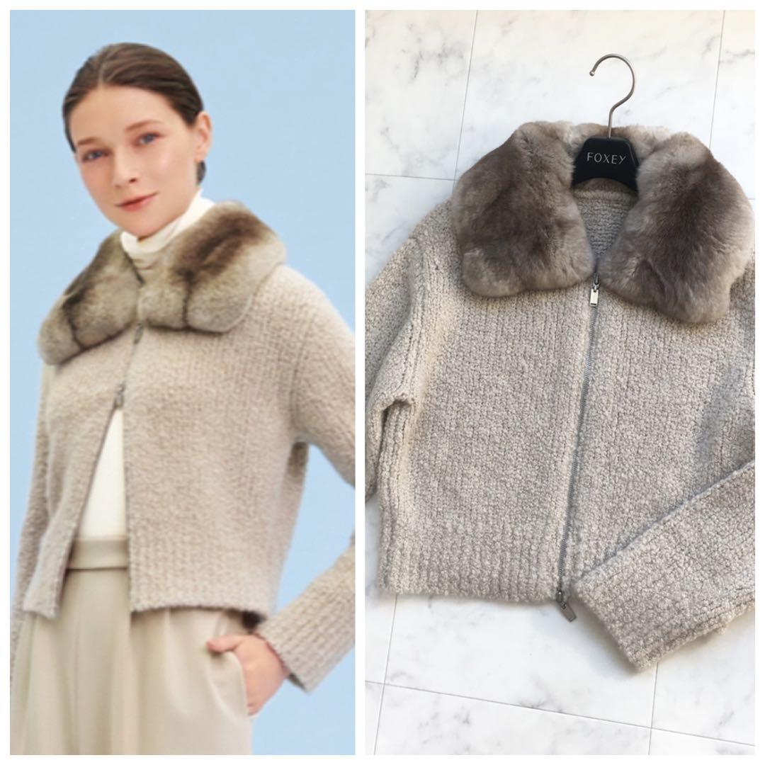 美品　定価45万円　FOXEY フォクシー　カシミヤ　ファー　カーディガン　40