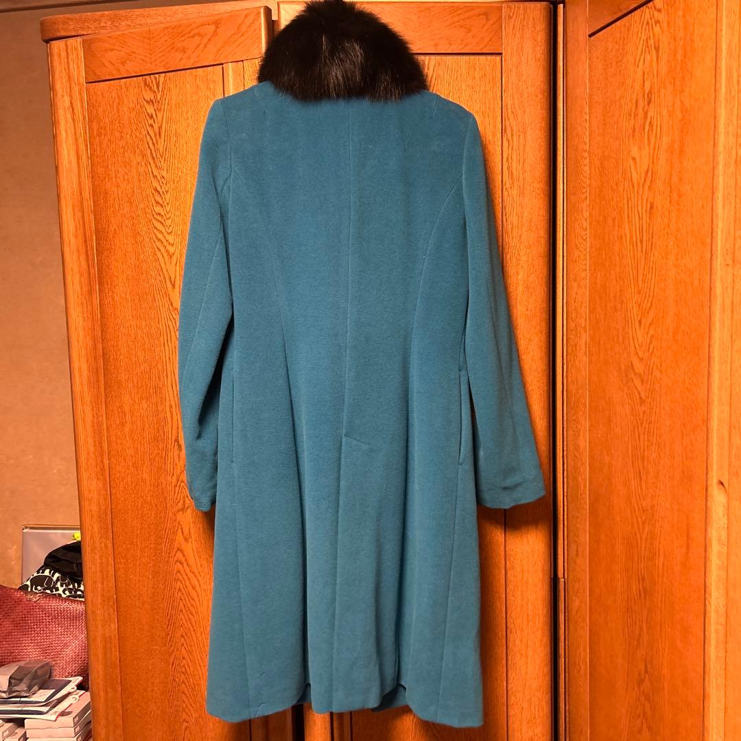 ヴィヴィアンタム　ターコイズ アンゴラ　コート ファー襟付き