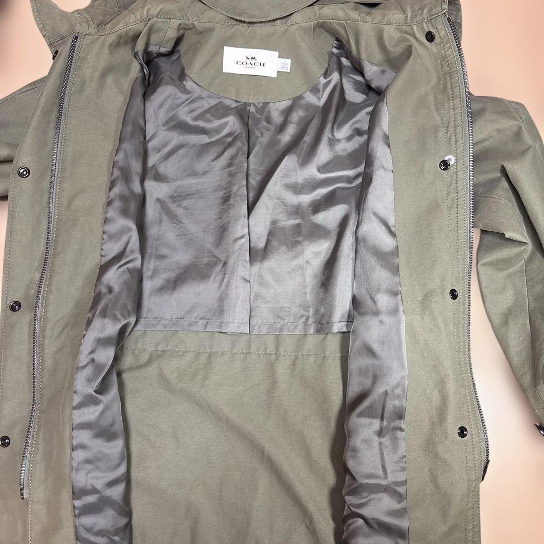COACH コーチ カーキ バタフライレザーパッチ ミリタリージャケット S