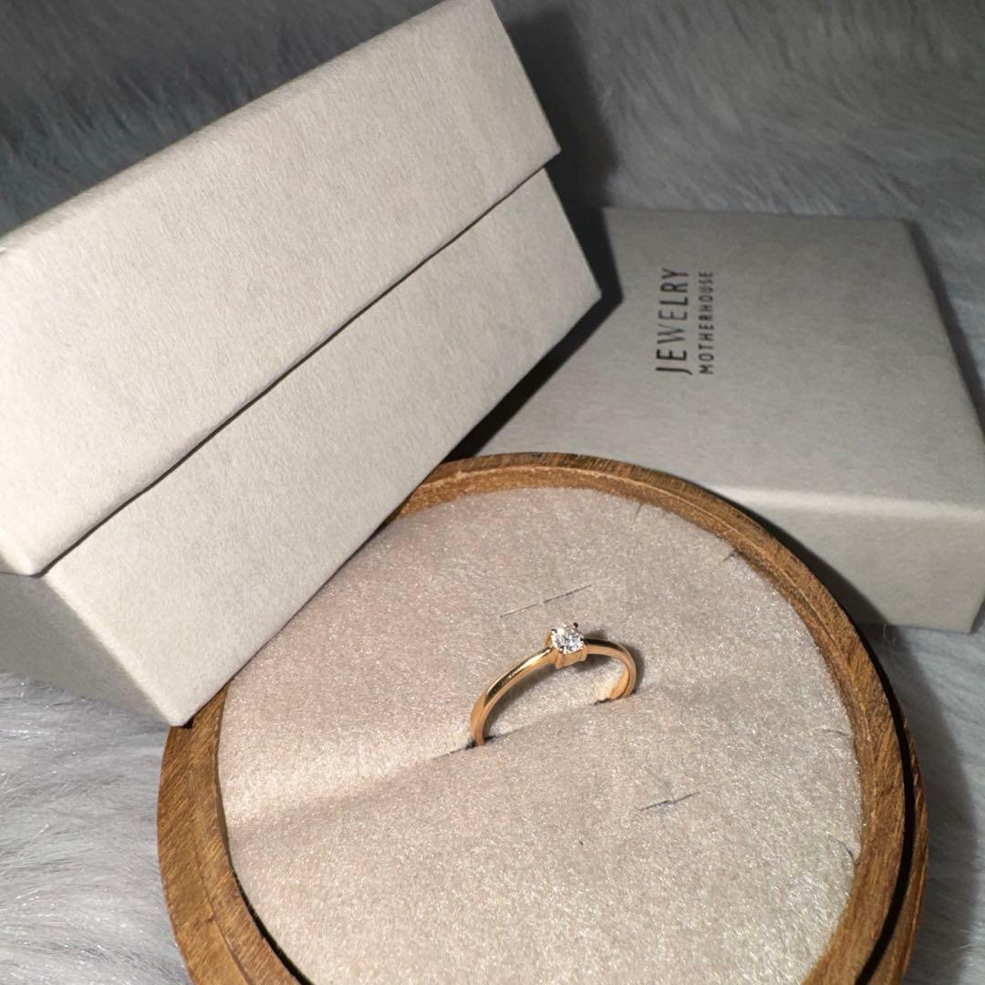 K18ピンクゴールド 1粒ダイヤ 7号