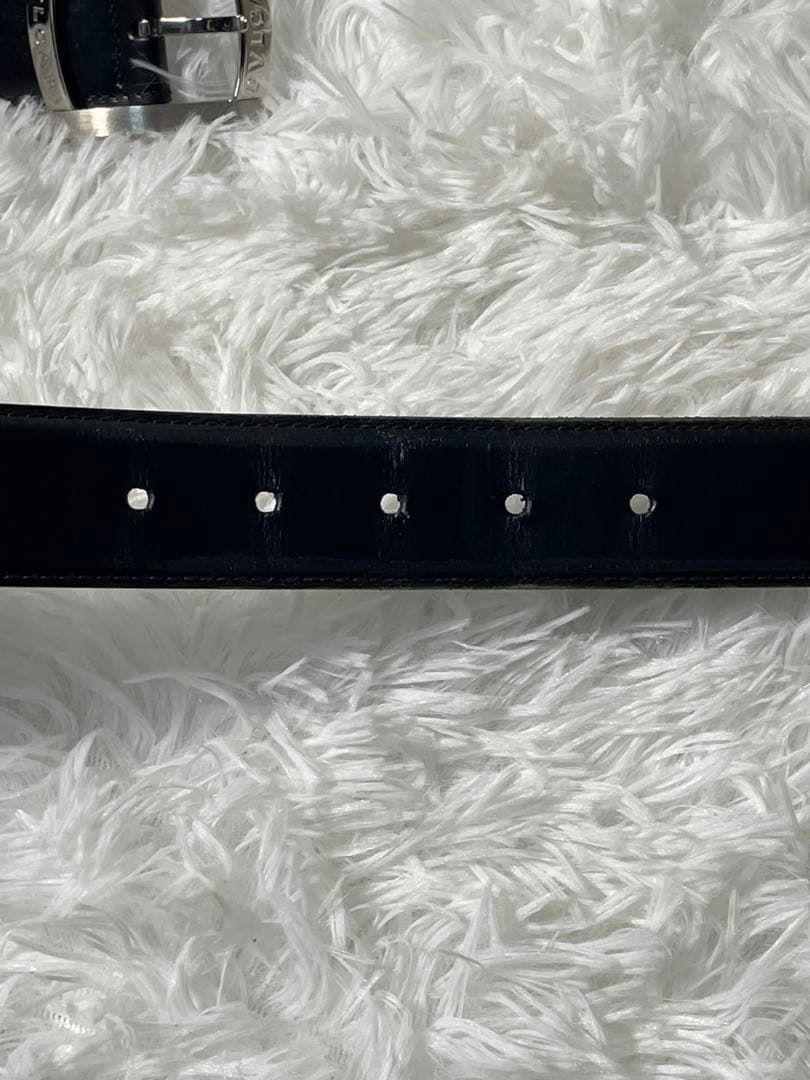 BVLGARI 本革　レザーベルト シルバーバックル リバーシブル仕様 ブラック