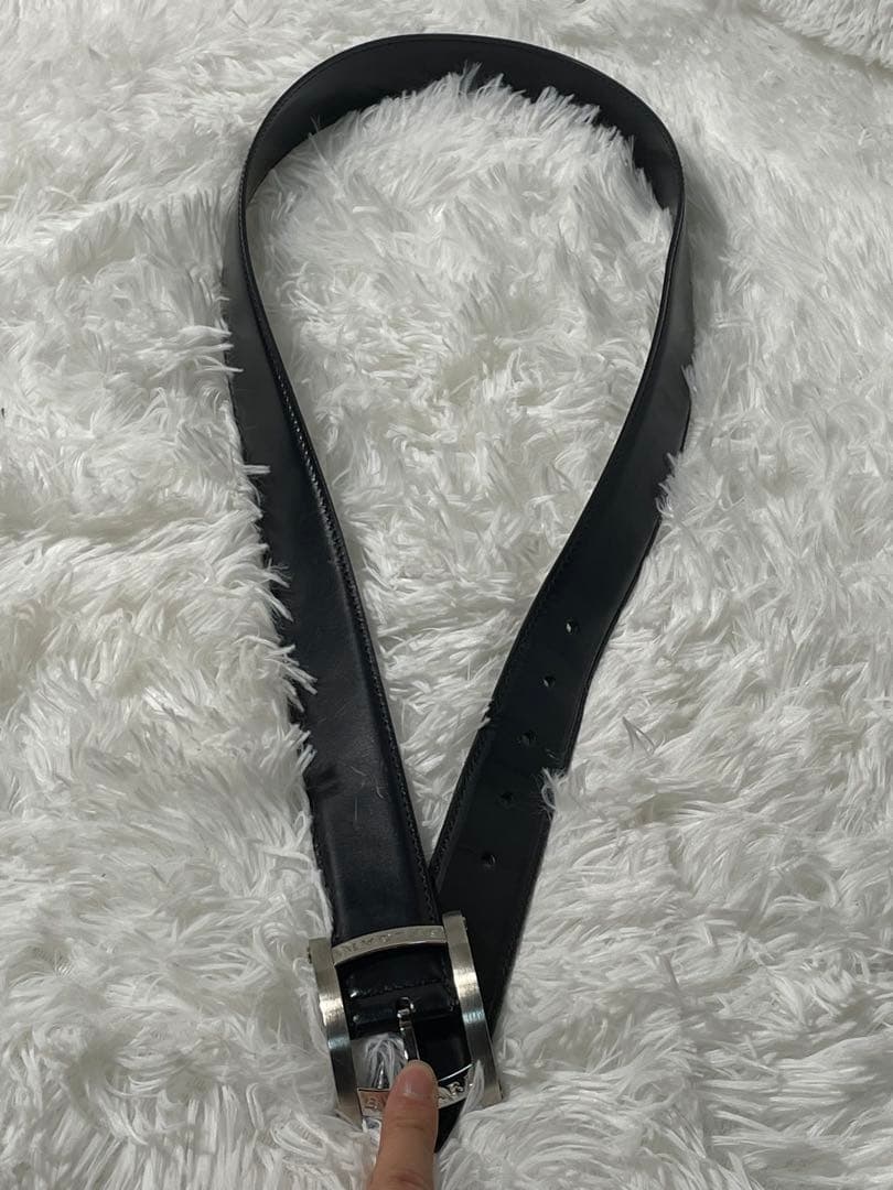 BVLGARI 本革　レザーベルト シルバーバックル リバーシブル仕様 ブラック