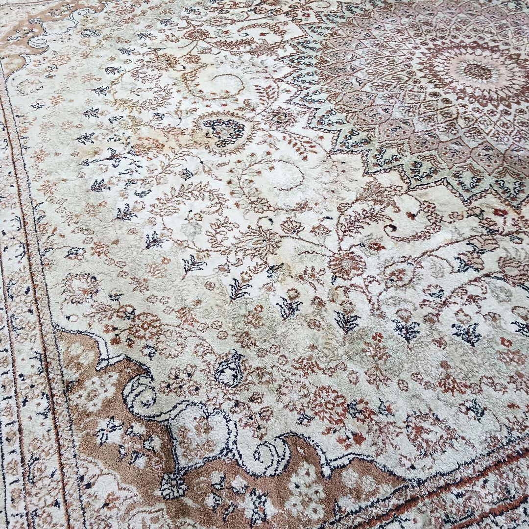 Y3248 中国シルク絨毯 シルク100% 手織り150段 大判3m越え