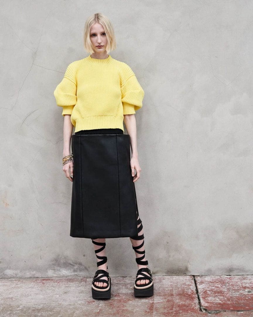 sacai 2023ss イエローニットトップス