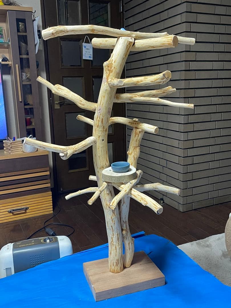 天然木白木バードジム　高さ92センチ