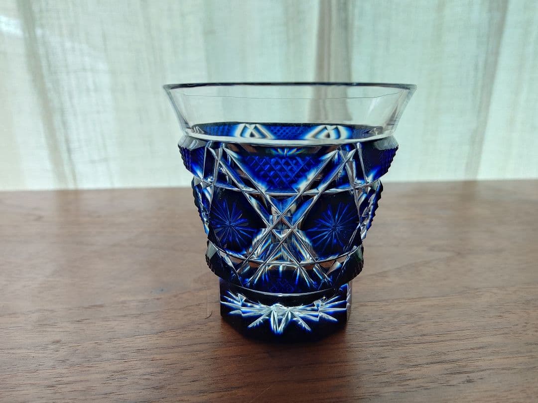 薩摩切子　冷酒グラス藍　島津興業　江戸切子