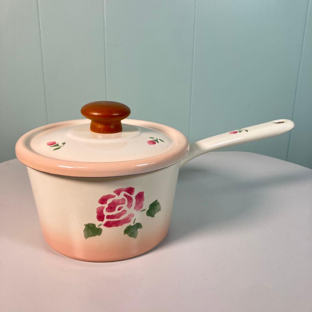 Many マニーローズ 16cm ホーロースープパン（ローズ）